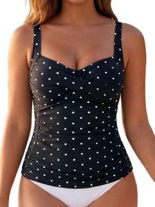 lot 1224 image: RELLECIGA Womens Tummy Control Tankini Top Black Polka Dot M - Retail $28