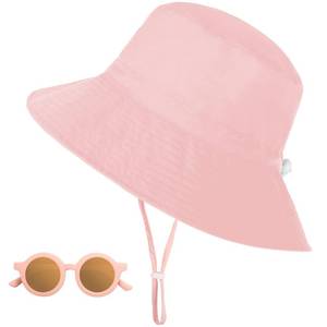 lot 1234 image: HAT ONLY Baby Sun Hat for Baby Girl Boy, UPF 50 Sun Protection Wide Brim Kids Sun Hat, Summer Beach Hats with Adjustable Strap for Outdoor, Toddler Beach Hat for 6-24 Months - Pink - Retail $12