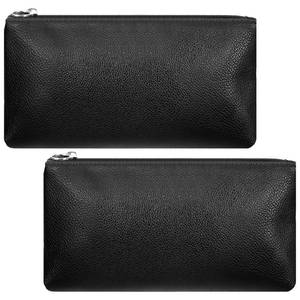 lot 1265 image: Qulkws 2 Pcs Makeup Bag for Purse Leather Pouch Soft Faux Leather Cosmetic Bag Small Cosmetic Bags Black Makeup Brushes Zipper Pouch PU Leathers Travel Pouches for Women(Black) - Retail $7