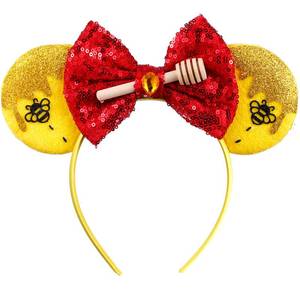 lot 1267 image: Opzzqz Mouse Ear Headbands for Women Giltter Bow Headband for Girls Birthday Party Decorations - Retail $10