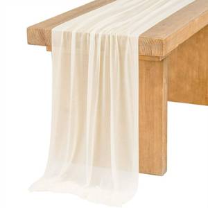 lot 1281 image: Lings Moment 10Ft Ivory Chiffon Like Table Runner for Beige Wedding Rustic Boho Wedding Party Bridal Shower Decorations Birthday Party - Retail $19