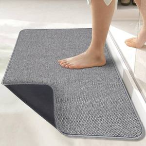 lot 1286 image: Bath Mat,Ultra Thin Bathroom Rugs,Rubber Bath Mats for Bathroom,No Slip Bath Rugs,Quick Dry,Machine Washable,Low Pile,Absorbent,Shower Outside,Sink,Home Decor Accessories.Grey,15x23(17x27Inch) - Retail $8