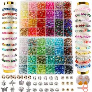 lot 1290 image: XJRLUK Glass Beads Bracelet Making Kit,1350PCS 48 Colors 8mm Crackle Glass Beads for Jewelry Making, Crystal Glass Round Beads Friendship Bracelet kit for DIY Crafts Gifts - Retail $20