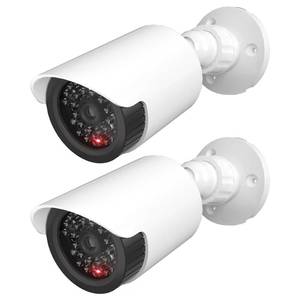lot 1301 image: WALI Fake Security Camera with Flashing Red Light, 2 Pack, White��TC-W2�� - Retail $14
