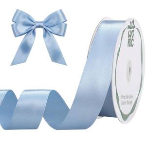 lot 1307 image: woric Dusty Blue Satin Ribbon 1 Inch 50 Yards Light Baby Blue Ribbon - Retail $10