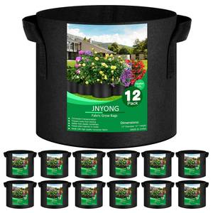 lot 1319 image: Pre Owned 12-Pack 7 Gallon Thickened Non-Woven Grow Bags, Aeration Fabric Pots with Handles - Retail $20