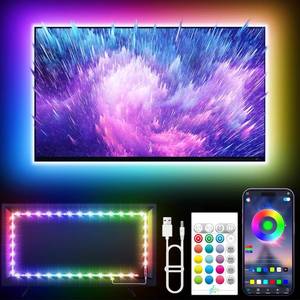 lot 1325 image: KANTUTOE LED Lights for TV, 16.4ft LED Lights for 45-75 Inch TVs, RGB TV Backlight Behind, Music Sync Bluetooth APP & Remote Control Strip Lights USB Powered for Bedroom, Gaming, Home D�cor - Retail $9