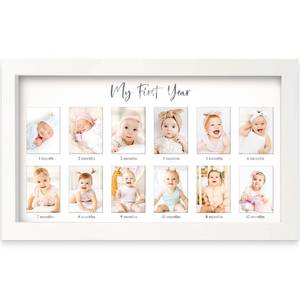 lot 1326 image: My First Year Photo Frame,12 Months Baby Picture Frame (Alpine White) - Retail $18