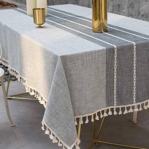 lot 1335 image: Deep Dream Tablecloth, Embroidered Waterproof Table Cloth Cotton Linen Wrinkle Free Anti-Fading Tablecloths Washable Dust-Proof Table Cover for Kitchen Dinning Party Christmas, 55 x 86 Inch - New Gray - Retail $27