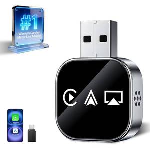 lot 1346 image: Wireless Carplay Mirror Link Adapter for Apple 3 in 1 Bluetooth Mirroring iOS Phone to Car Screen Adapter 2026 Wired to Wireless Portable USB Car Play Screen Connector for iPhone to Watch Movies - Retail $45