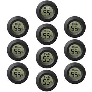 lot 1348 image: Rojuna 10-Pack Mini Thermometer Hygrometer, Small Digital Electronic Temperature Humidity Meters Gauge Indoor LCD Display for Greenhouse, Garden, Cellar, Fridge, Mason Jar - Retail $20