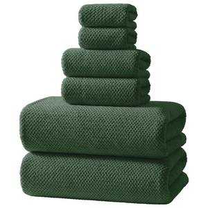lot 1359 image: REDKISS 6-Piece Bath Towel Set - 2 Washcloths, 2 Hand Towels, 2 Bath Towels  Ultra-Fiber Coral Fleece, Super Absorbent, No Lint & No Fading  Perfect for Bathroom, Spa, Gym  Family -Olive Green - Retail $23