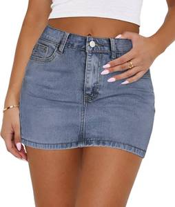 lot 1367 image: MONCCIZA Jean Skirt for Women Denim Mini Skirt Stretchy Y2K Low Waisted Casual Cute Micro Skirts with Pockets Large - Retail $29