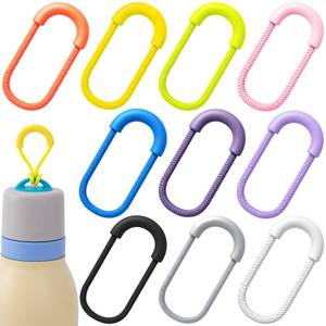 lot 1369 image: HINZIC 10pcs Bottle Handle Loop, Water Bottle Holder Strap Loops for 18oz 24oz, Colorful TPU Handle Straps Cap Replacement Accessories for Sports Outdoors- 10 Colors - Retail $5