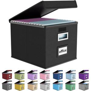 lot 1375 image: Huolewa File Organizer Box with Lids, Collapsible File Folder Organizer - Retail $17