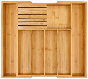 lot 1376 image: VaeFae Bamboo Silverware Drawer Organizer, 7 Slots, Natural - Retail $34