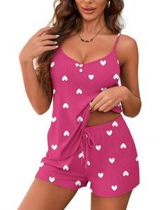 lot 1381 image: Ekouaer Womens Pajama Sets Sleeveless Pj Set 2 Piece V Neck Lounge Sets 2XL - Retail $15
