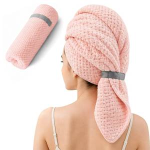 lot 1384 image: Netcken Large Hair Towel Wrap for Women, Quick-Dry Turban, Ultra Absorbent & Anti-Frizz, Ideal for Long, Thick & Curly Hair, Soft Lightweight Microfiber Drying Towel (24x42, Pink) - Retail $9