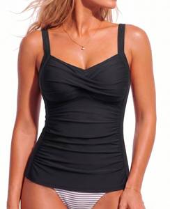 lot 1394 image: Daci Womens Underwire Tankini Tops Tummy Control Swim Top Only Black XL - Retail $34