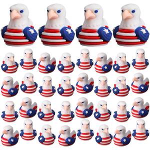 lot 1395 image: Soulchen 50 Pcs Mini Patriotic Eagle Duck Figurine Bulk Tiny Veteran Ducks Red White Blue 250th Anniversary Animal Figurine Bald Eagle for Veteran Day Thanksgiving Xmas Home Office Desk Hide and Seek - Retail $24