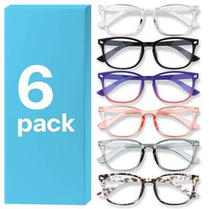 lot 1399 image: MIGSIR 6 Pack Blue Light Blocking Glasses for Women Men �� Stylish Computer & Gaming Glasses, Fashion Square Frame Eyewear - Retail $17