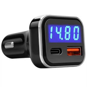lot 1416 image: Jebsens USB C Car Charger Adapter with Voltage Display, 30W Cigarette Lighter Type C Fast Charge Power Delivery & Quick Charge 3.0 (PD & QC), Volt Meter Battery Monitor, Compatible with iPhone Galaxy - Retail $17