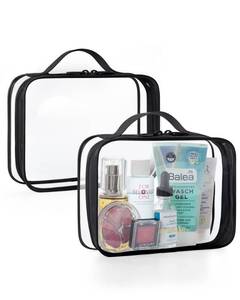 lot 1427 image: BAGSMART Clear Toiletry Bag with Handle 2-Pack TSA Approved, Black - Retail $8