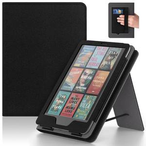 lot 1430 image: Lainergie 7in TCL Case with Hand Strap and Stand,Incompatible with Old Version, Durable Synthetic Leather Cover with Auto Sleep Wake, Black - Retail $10