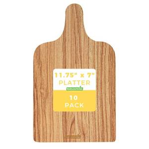 lot 1436 image: Restaurantware Cater Tek 11.8 x 7 Inch Charcuterie Boards 10 Faux Wood Cheese Boards - WIth Handle Stackable Paper Cardboard Charcuterie Boards Disposable For Serving At Catered Events - Retail $11