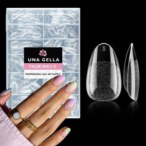 lot 1450 image: UNA GELLA Short Almond Round Nail Tips 216pcs12 Sizes Soft Gel Tips - Retail $10