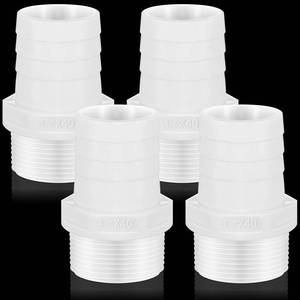 lot 1475 image: Innconee 4 Pieces Pool PVC Fitting Tube Fitting Adapter Barbed Hose Fittings Barbed x NPT Male for Industrial Tube Portable Water Garden Kitchen Hose Swimming Pool Pump (1-12,White) - Retail $16