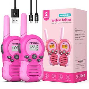 lot 1485 image: FOREDOM Rechargeable Walkie Talkies for Kids Walkie Talkies Long Range for Boy & Girl Age 3 to 12 Year Old Birthday Toys - 2 Pack - Retail $373