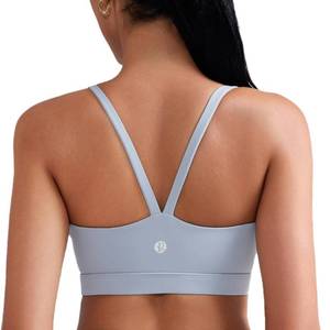 lot 1490 image: RUNNING GIRL Sports Bras for Women,Light Impact Molded Cup Sports Bra Spaghetti Thin Strap Yoga Workout Bra(WX3118_Grey_M) - Retail $20