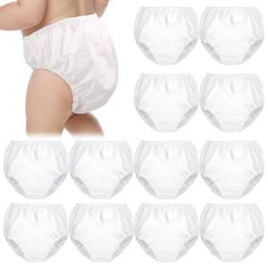 lot 1494 image: Funtery 9 Pack Waterproof Plastic Pants for Toddlers Reusable Diaper Covers Unisex Baby Potty Training Underwear Covers(1T) White - Retail $20