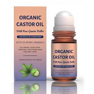 lot 1500 image: Olavita Serum Organic Castor Oil with Rose Quartz Roller, Cold-Pressed Pure Organic Castor Oil Roller Ball for Hair Growth, Eyelashes, Eyebrows & Skin, 1.7 fl oz(1) - Retail $22