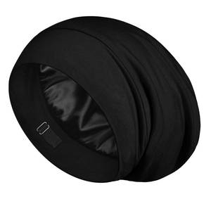 lot 1507 image: LULUSILK 100% Mulberry Silk Bonnet for Sleeping Women and Men, No More Frizzy Tangled Hair, Real Silk Sleep Cap for Curly Hair, Black, Pack of 1 - Retail $16