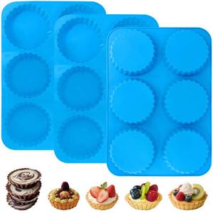 lot 1511 image: Sidosir 3Pcs 4 Inch Tart Cake Pan Mold, Mini Peanut Butter Cup Molds Silicone, Non-Stick Chocolate Mold for Making Brownies, Silicone Round Molds Corrugated Side for Cupcakes - Retail $10