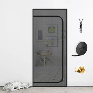 lot 1538 image: DOOREASY Pet Screen Door with Zipper Closure, Cat Resistant Screen Door, Easy Install Thickened Pet Door Mesh Screen for Doorways, Bedroom, Kitchen, Patio (Fits Doors Up to 32x80) - Retail $22