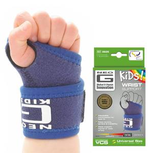 lot 1543 image: NEO-G Wrist Brace for Kids �� Wrist Support For Juvenile Arthritis, Joint Pain, Hand Sprains, Strains from Sports, Gymnastics, Tennis - Adjustable Compression - Class 1 Medical Device �� One Size - Blue - Retail $16