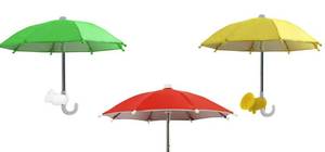 lot 1544 image: Wzttdm 3Pcs Phone Umbrella, Sun Shade with Suction Cup Stand, Outdoor Mobile Holder with Adjustable Piggy Suction Cup - Retail $18