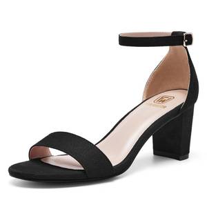 lot 1554 image: PRE OWNED Women Open Toe Low Chunky Short Heels Block Heel Sandals 8 - Retail $25