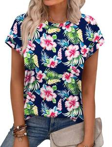 lot 1561 image: Alaroo Summer Tops for Women 2026 Cute Floral Blouses Dressy Casual Tropical Vacation Outfits Print 01 L - Retail $10