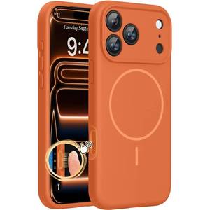 lot 1564 image: Miracase Magnetic for iPhone 17 Pro Case, Compatible with MagSafe, Integrated Silicone Camera Control Cover, 3.0mm Thicken Shockproof Drop Protection Phone Case for 17 Pro,Orange - Retail $23