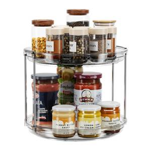 lot 1579 image: LAMU 2 Tier Lazy Susan Turntable Organizer 9.25 Rotating Spice Rack Organization for Cabinet, Kitchen, Pantry, Countertop, Bathroom, Vanity, Medicine Cabinet Organizer, Grey - Retail $10