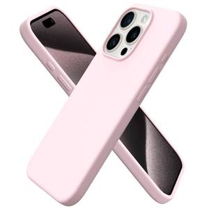 lot 1580 image: ORNARTO Compatible with iPhone 15 Pro Case 6.1, Liquid Silicone 3 Layers Full Covered Soft Gel Rubber Cover, Shockproof Protective Slim Phone Case with Anti-Scratch Microfiber Lining-Chalk Pink - Retail $11