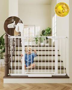 lot 35 image: $90 Cumbor 30-46 Baby Gate for Stairs & Doorways, Auto-Close, White