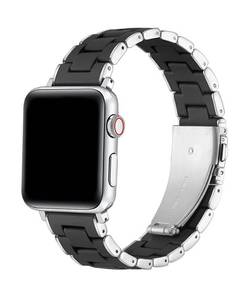 lot 43 image: Posh Tech Orla Silicone Metal Band for Apple Watch - Black