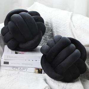 lot 62 image: Namalu 2-Pcs Soft Knot Pillow Ball, 10.6in Black - Plush