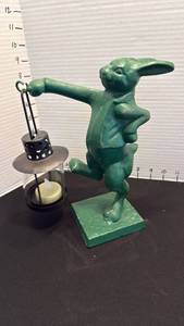 lot 1015 image: Cast iron rabbit with lantern