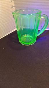 lot 1018 image: Uranium glass pitcher 5 inches tall